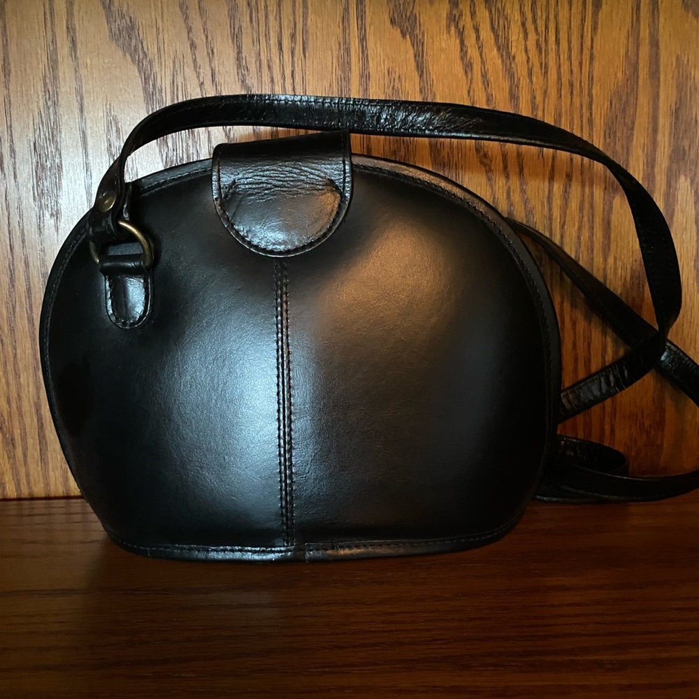 Black smooth leather crossbody bag